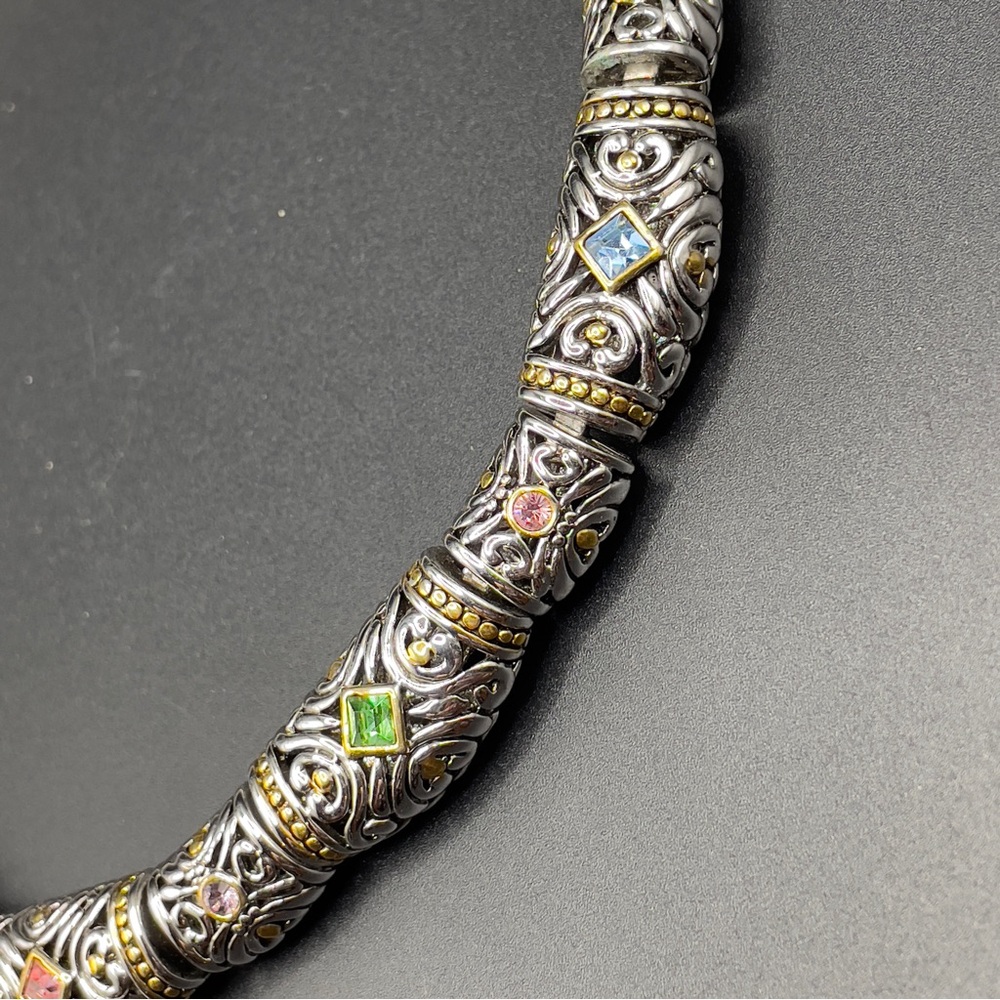 Lia Sophia’s Kiam Silver & Gold Beaded Necklace with Multicolor Gems 🌟💎 - Picture 5 of 6